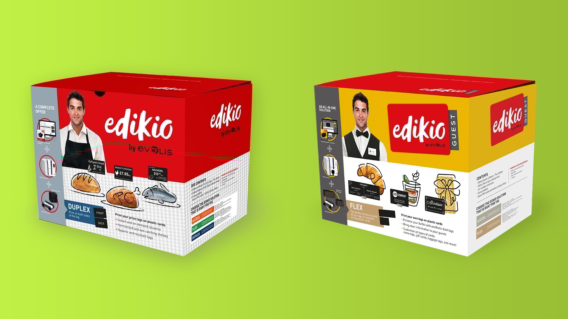 Bild på produktförpackningar för Edikio Price Tag och Edikio Guest